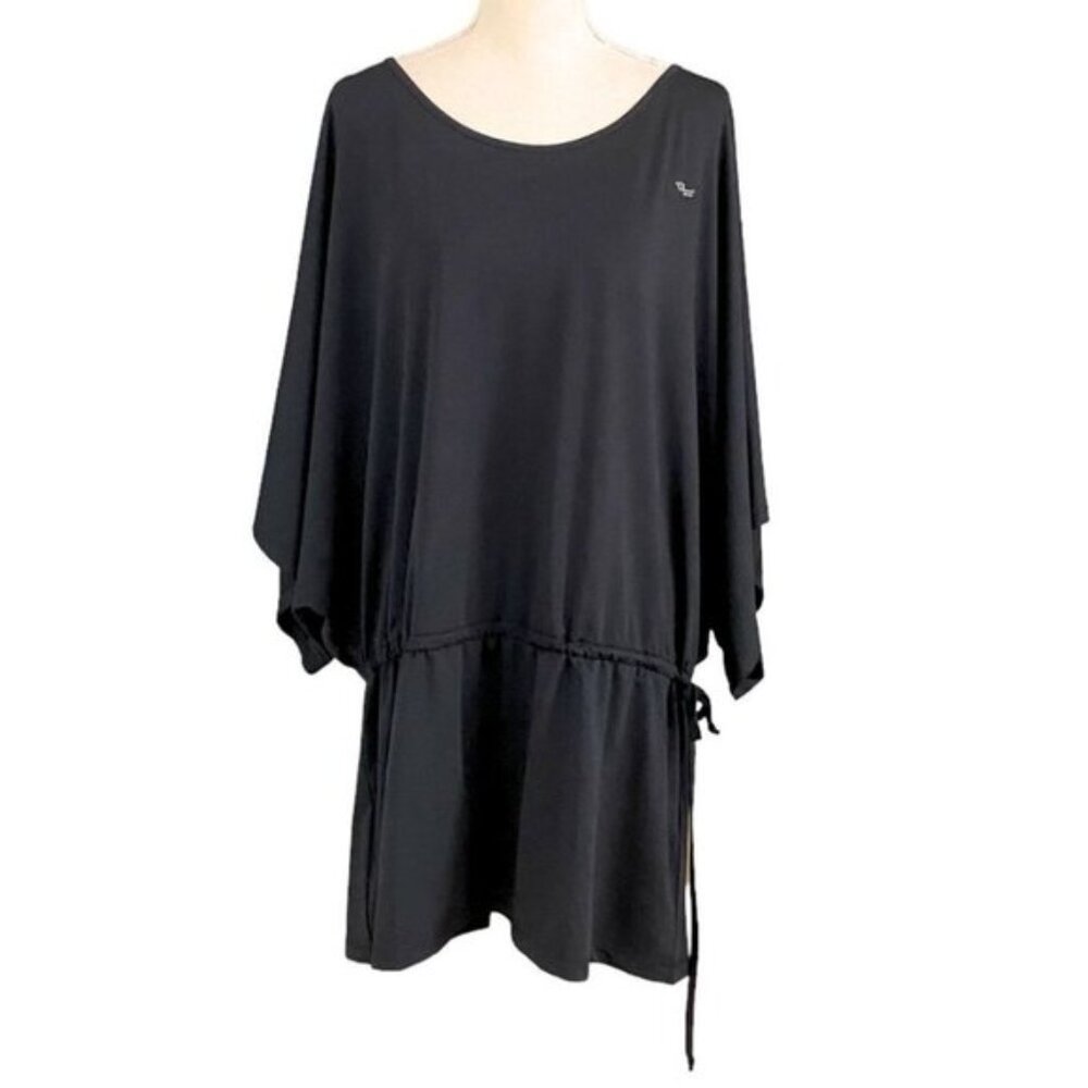 R?HNISCH FEMALE EFFECT BLACK BATWING SLEEVES DRAWSTRING TUNIC - XL